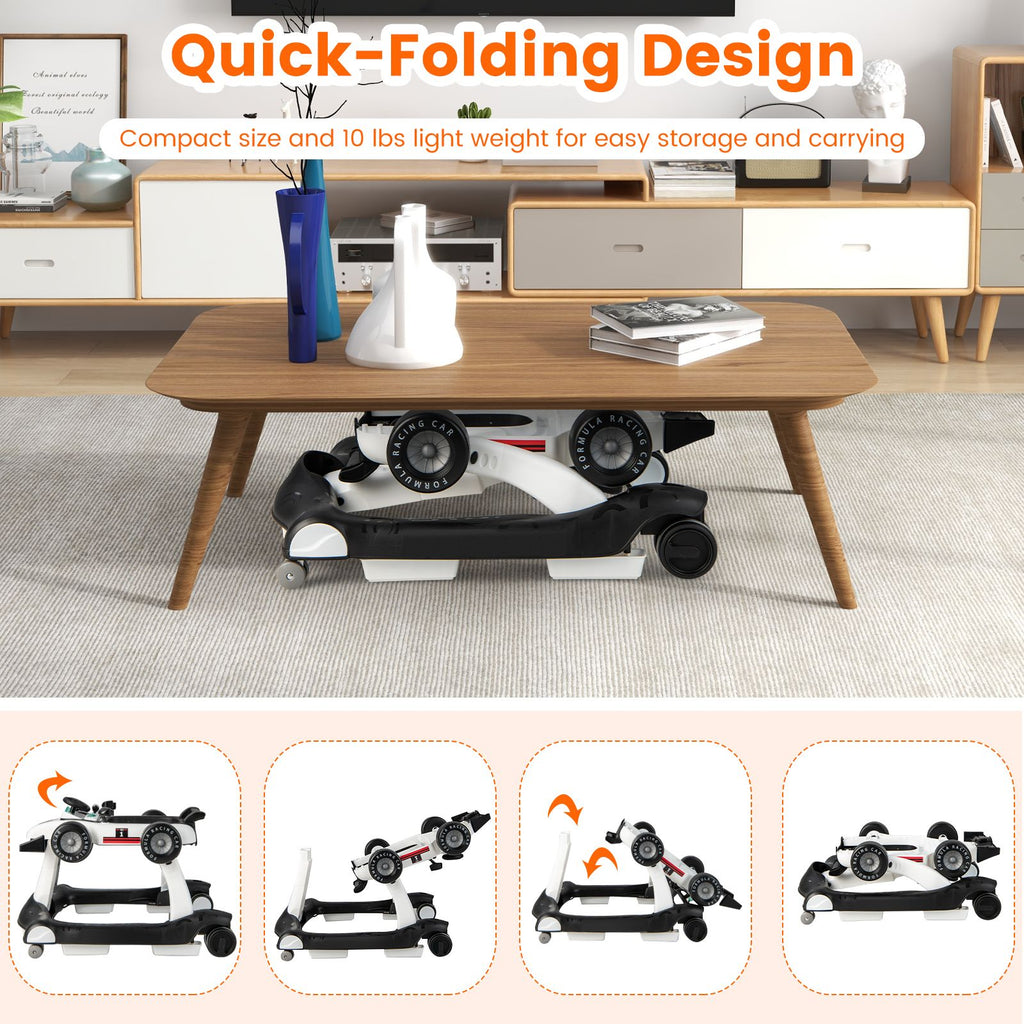 4-In-1 Baby Push Walker with Adjustable Height and Speed