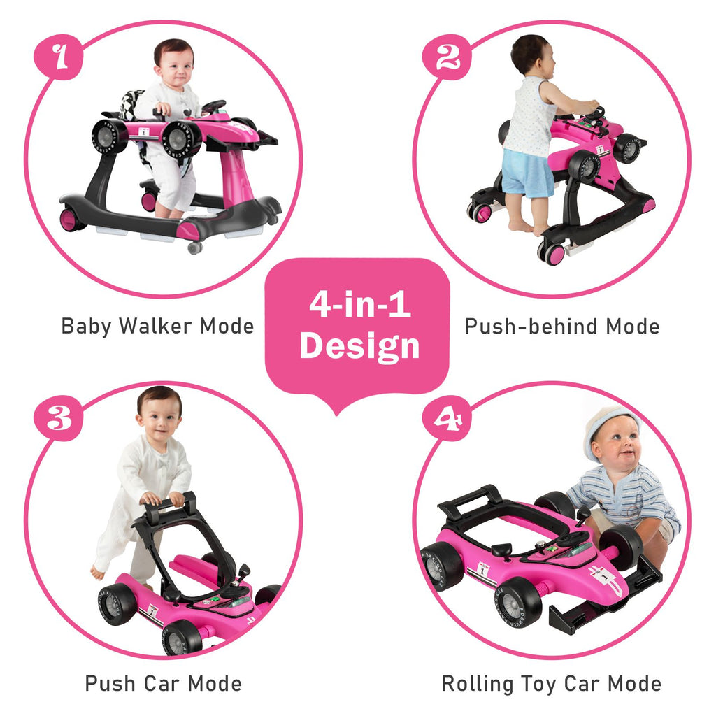 4-In-1 Baby Push Walker with Adjustable Height and Speed