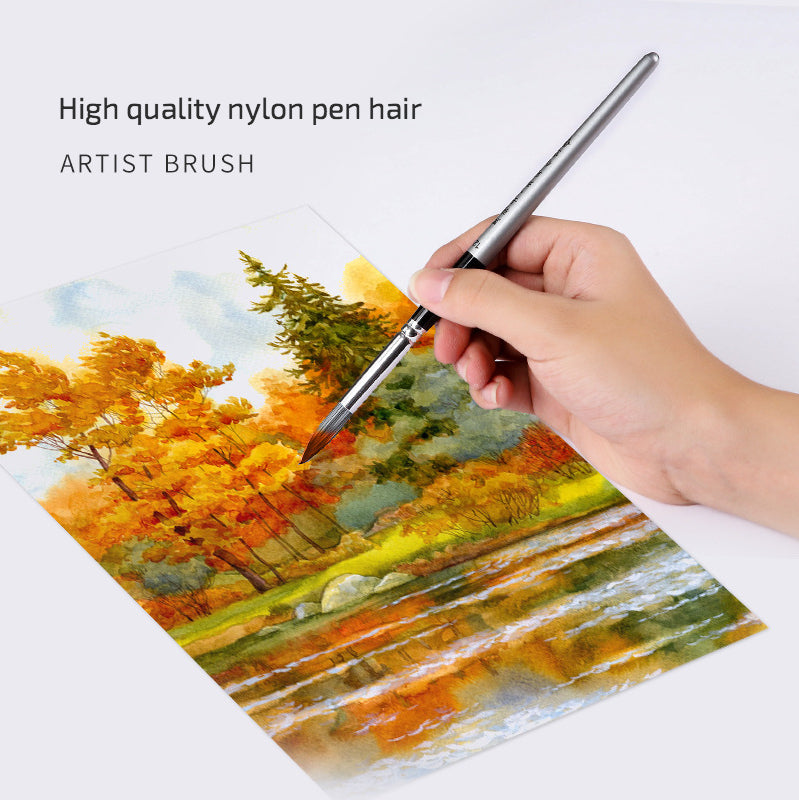 8pcs Cloth Bag Nylon Paint Brushes In Plastic Bucket