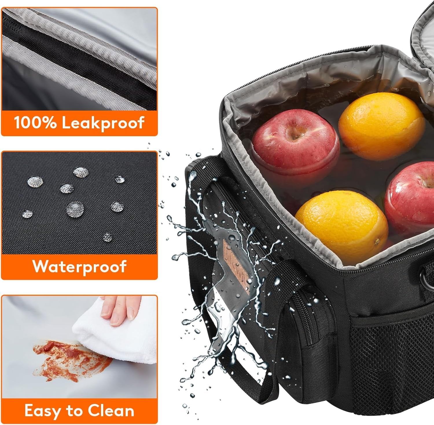 Lunch Bag 8.5L 12 Can Insulated Lunch Box Soft Cooler Cooling Tote for Adult Men Women, Black