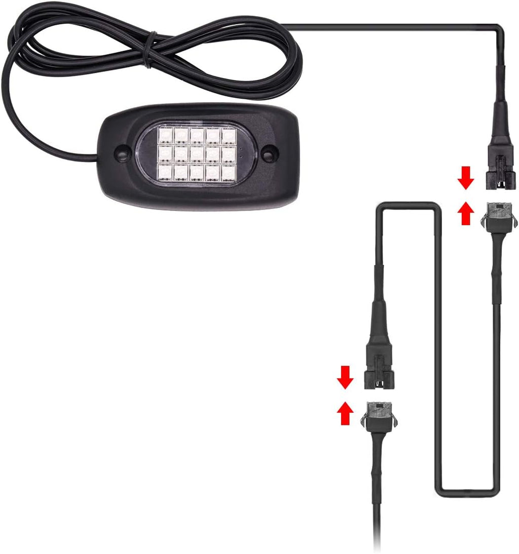 4 PCS 47 Inch Extension Cables for Use with LED Rock Lights, RGB NEON Accent Kits for LED Motorcycle ATV, SUV Car Light Multi-Color Neon Strip (4Pcs)