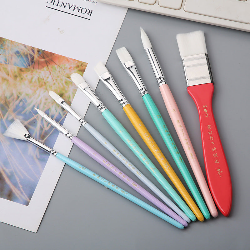 8pcs Cloth Bag Nylon Paint Brushes In Plastic Bucket