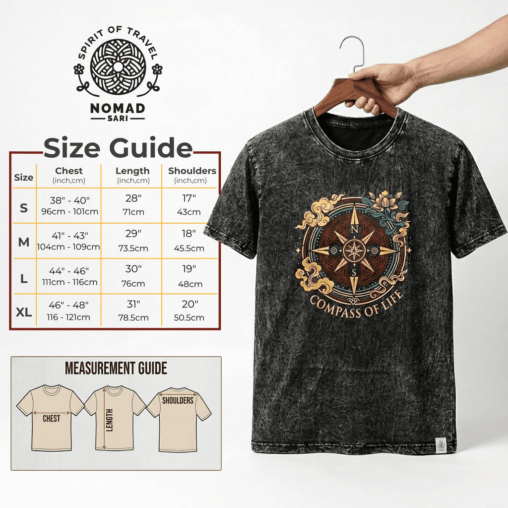 Nomad Sari Stonewashed Cotton T-Shirt - Sun & Zodiac - Brown - Medium